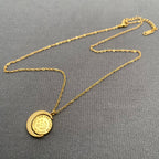 Rotatable Lapis Lazuli Sun Moon 18K Golden SS Necklace