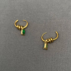 Zircon & Ring 18K Gold Plated S.Steel Huggie Earrings