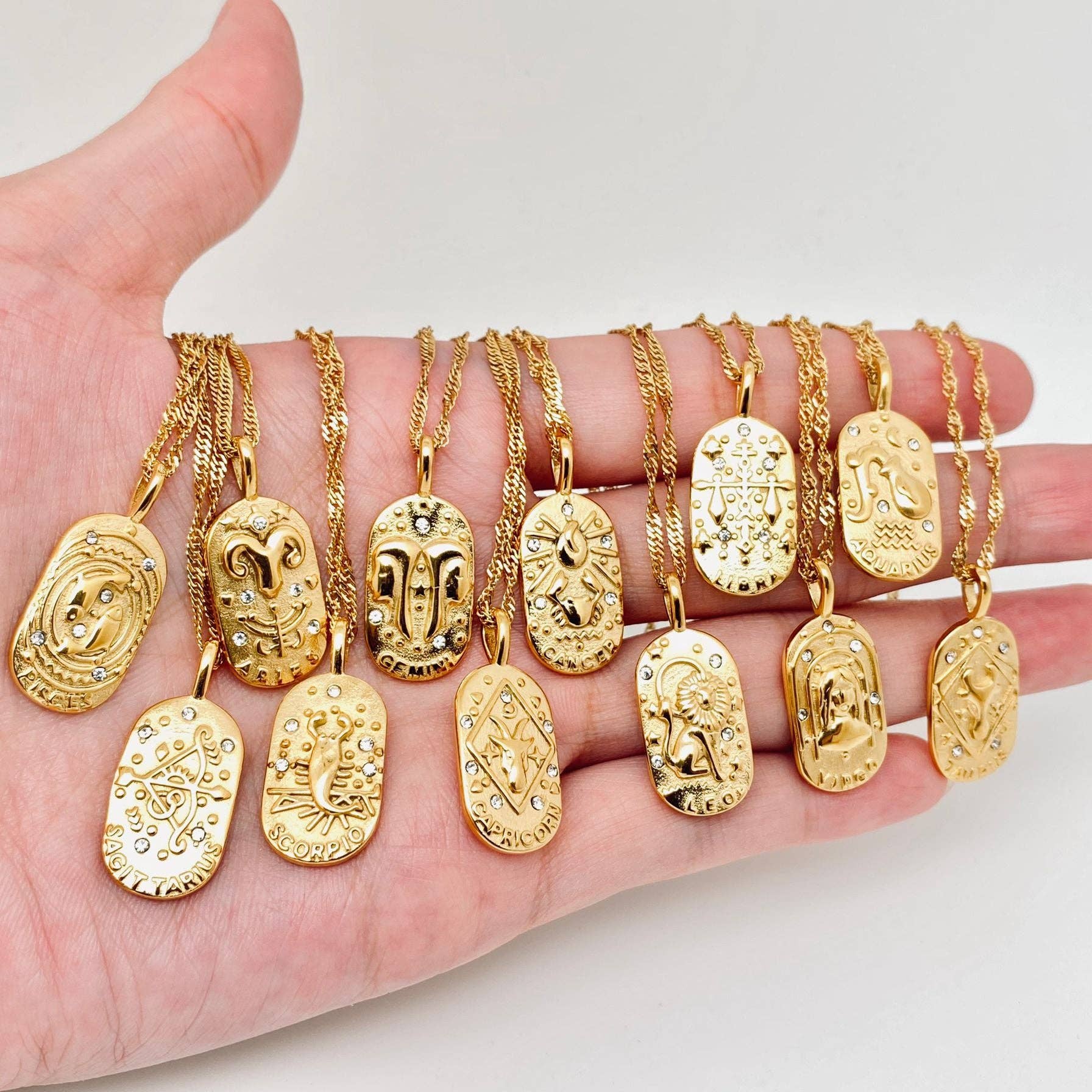 Zodiac Design 18K Gold Plated 12 Constellation Necklace -FGS
