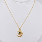 Fantastical Crystal Star Moon Pendant Necklace - MS