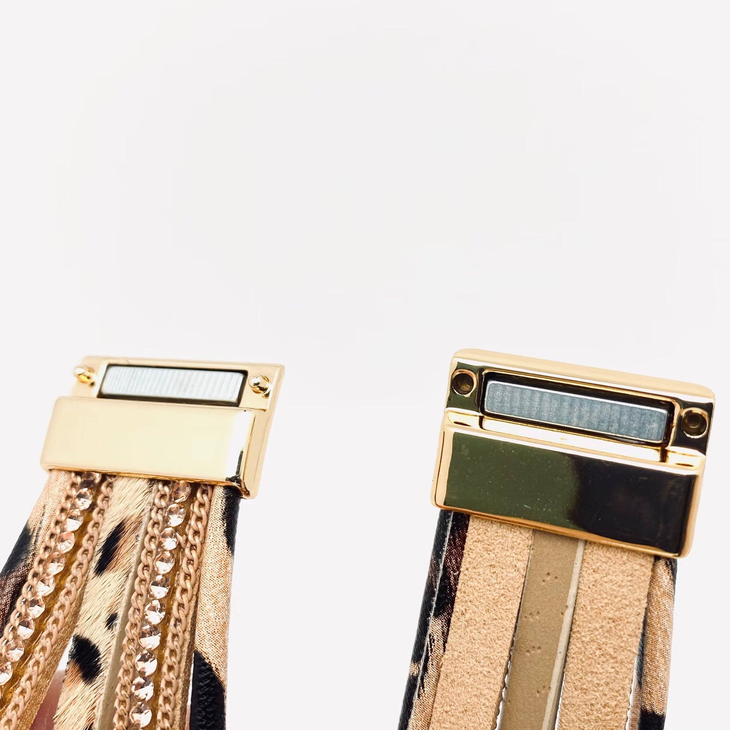 Bohemian Multi-Layer Leopard Magnetic Buckle Bracelet - LB