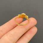 Lucky Opal Cubic Zirconia 18K Golden S.Steel Ring - FGS