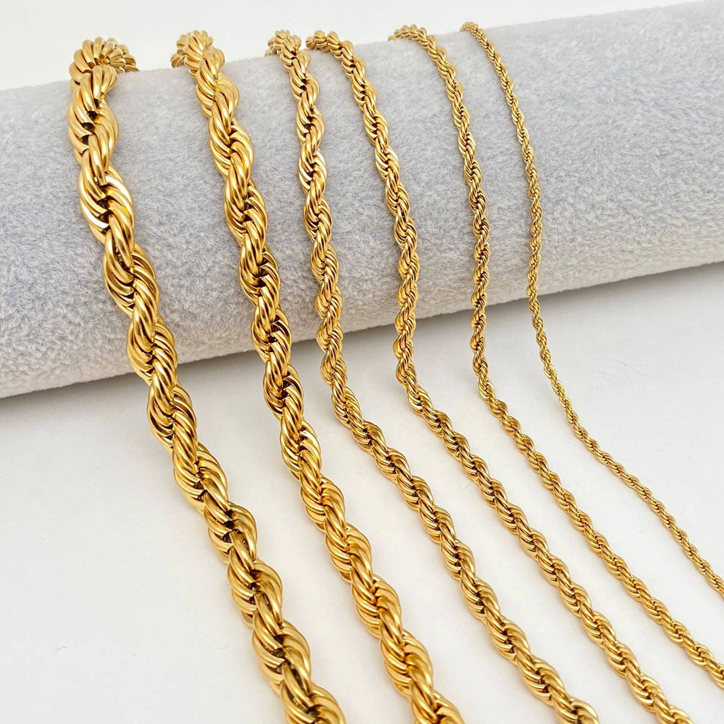 Twists Shape 18K Gold-plated Stainless Steel Chain - MJ/FGS