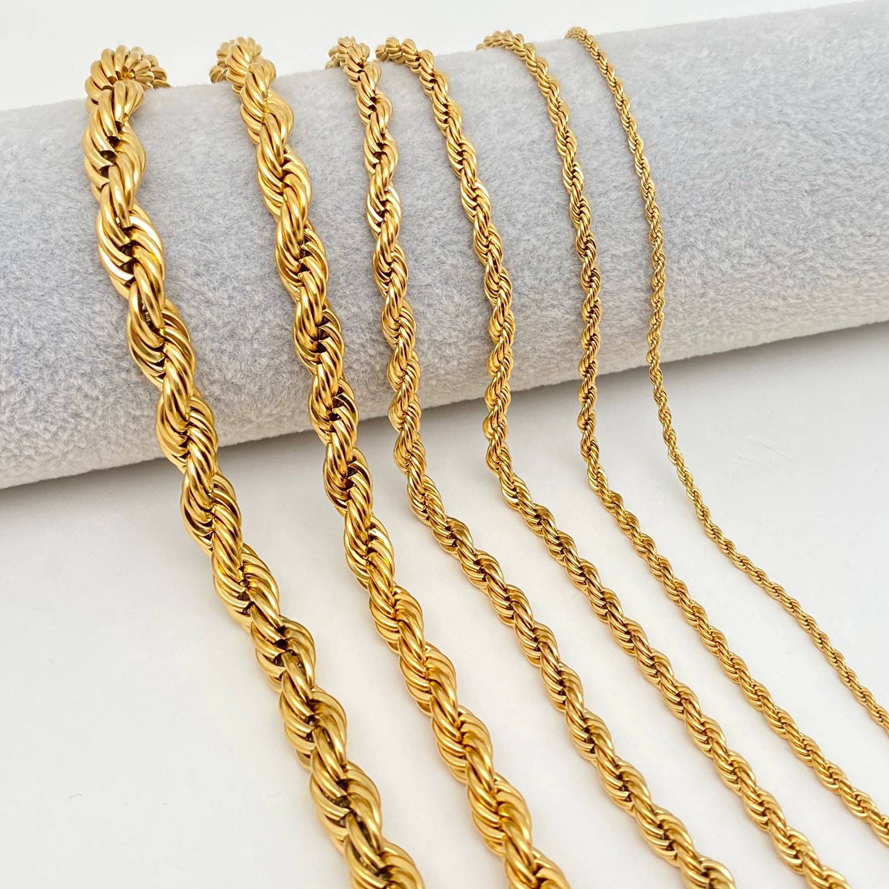 Twists Shape 18K Gold-plated Stainless Steel Chain - MJ/FGS