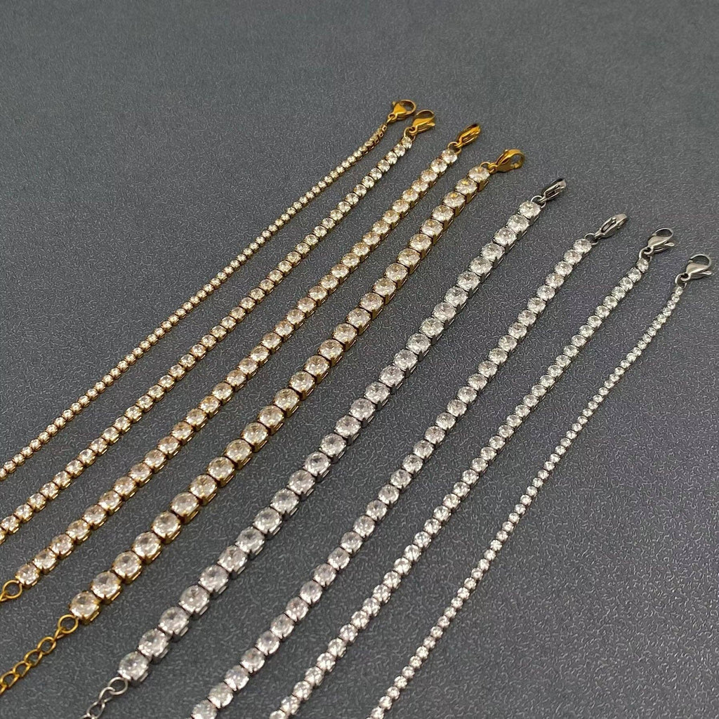 Sparkling Inlay CZ 18K Golden S.Steel Chain Bracelet