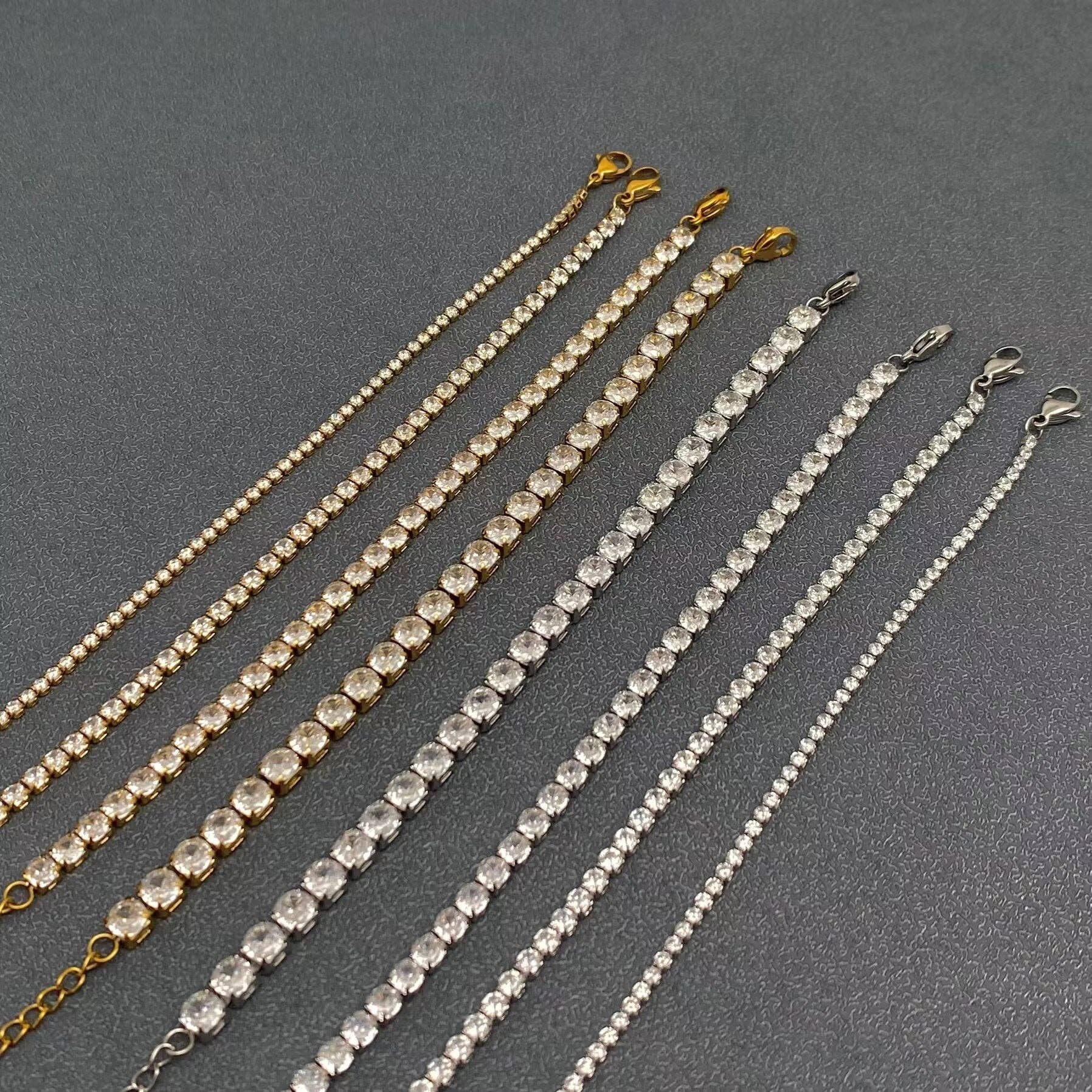 Sparkling Inlay CZ 18K Golden S.Steel Chain Bracelet