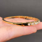 Zircon inlaid 18K Gold Plated Stainless Steel Bangle