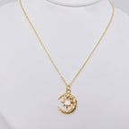 Fantastical Crystal Star Moon Pendant Necklace - MS
