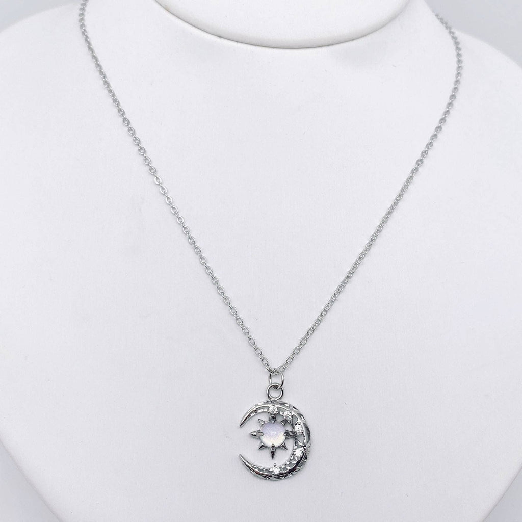 Fantastical Crystal Star Moon Pendant Necklace - MS