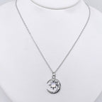 Fantastical Crystal Star Moon Pendant Necklace - MS