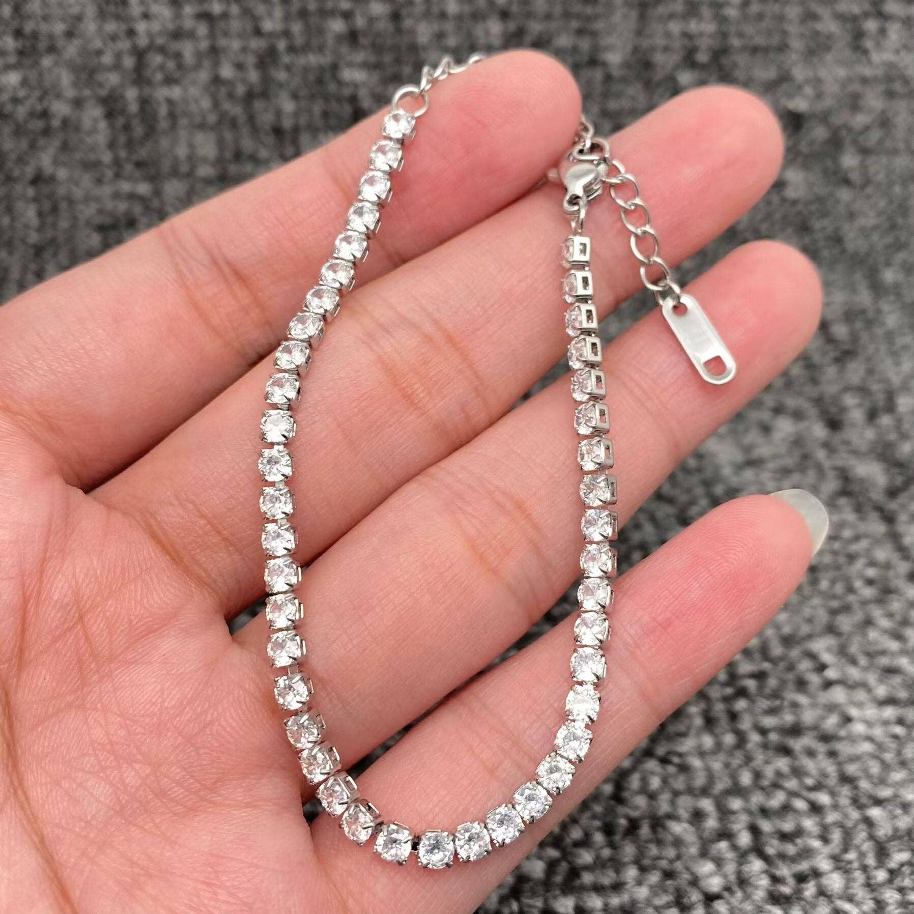 Sparkling Inlay CZ 18K Golden S.Steel Chain Bracelet
