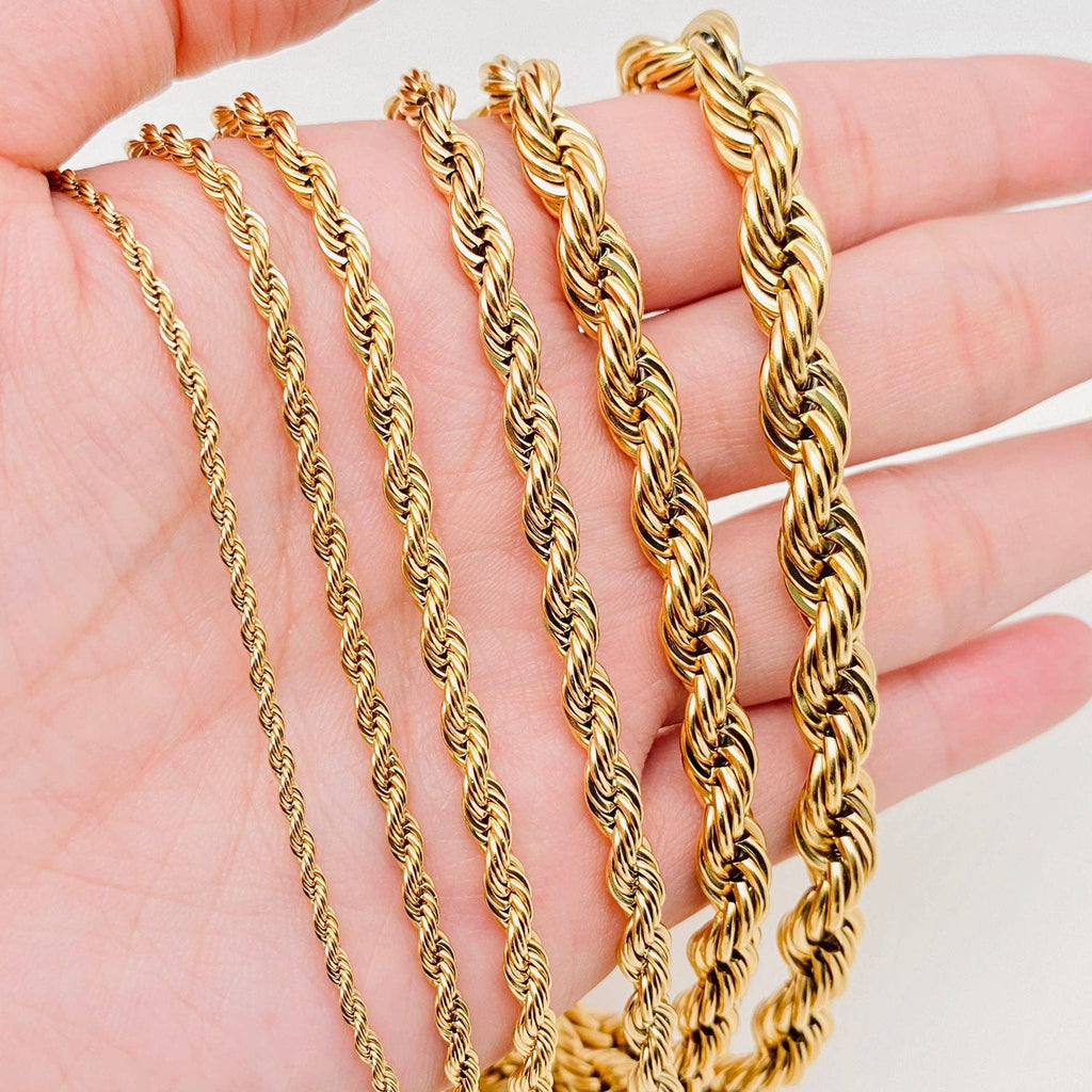 Twists Shape 18K Gold-plated Stainless Steel Chain - MJ/FGS