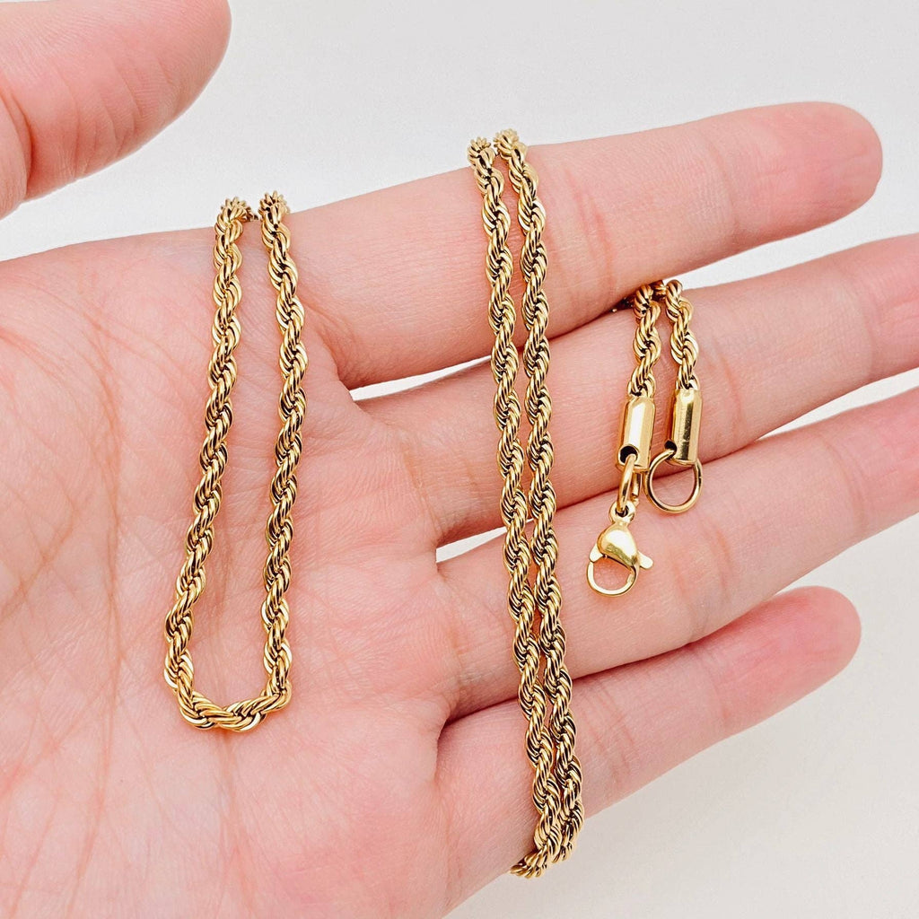 Twists Shape 18K Gold-plated Stainless Steel Chain - MJ/FGS