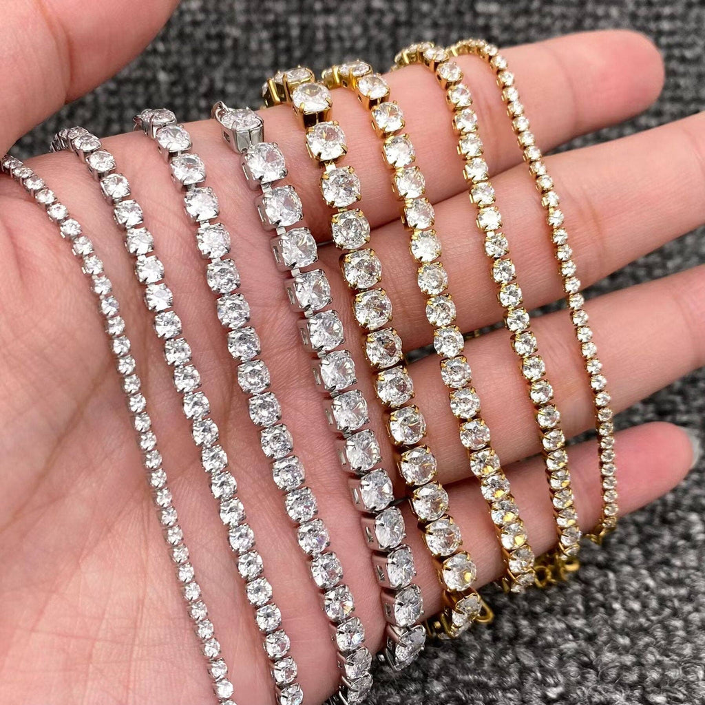 Sparkling Inlay CZ 18K Golden S.Steel Chain Bracelet