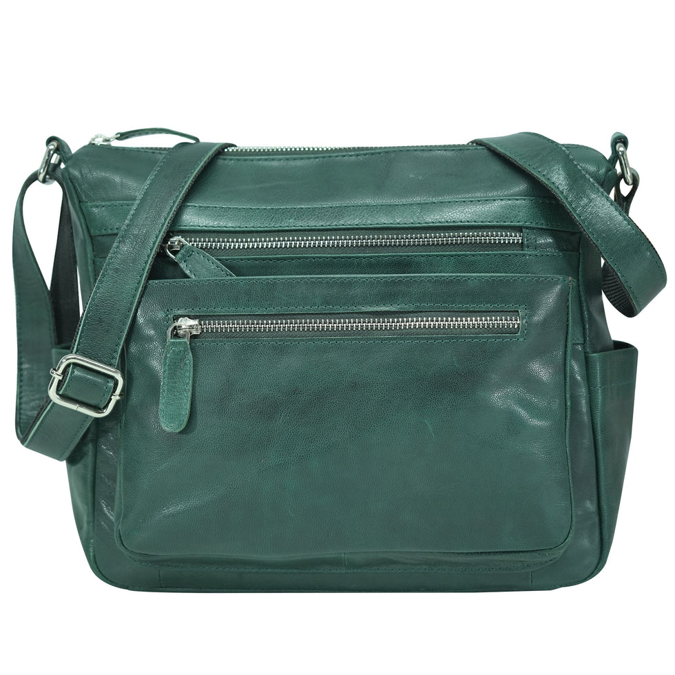 Leather Crossbody Bag - Green