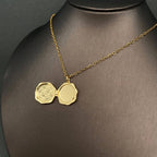 Shell Inlaid Cat's Paw Style Locket Charm Necklace