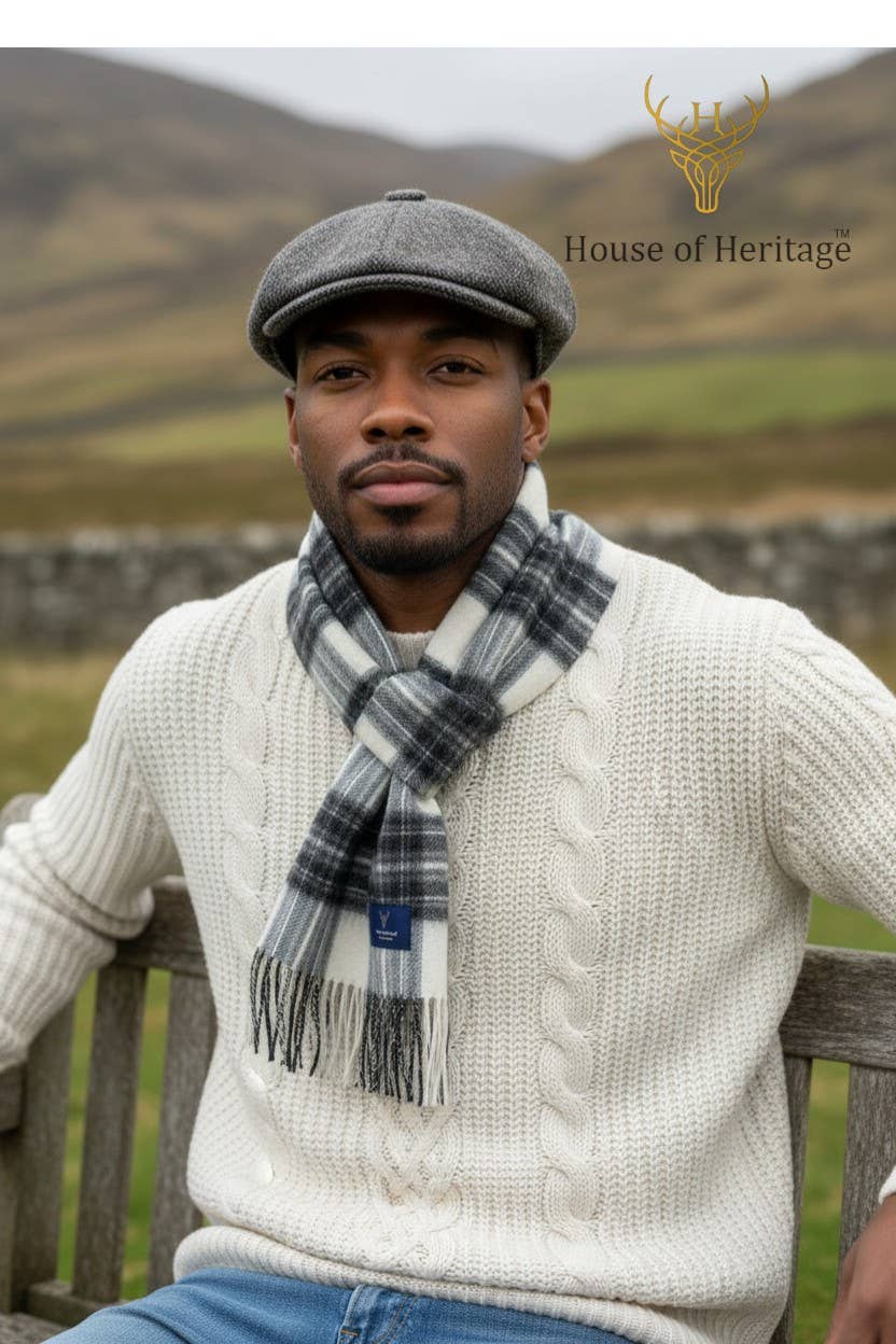 Stewart Clan Dress Grey Tartan - 100% Lambswool Scarf