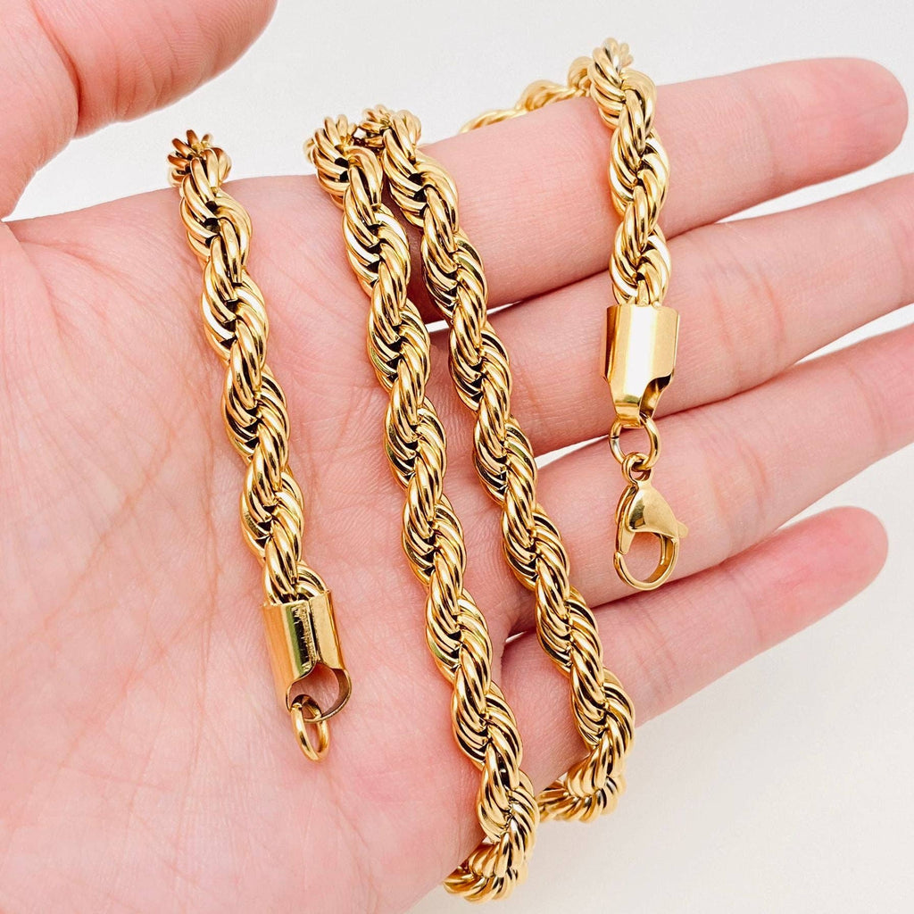 Twists Shape 18K Gold-plated Stainless Steel Chain - MJ/FGS