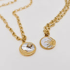 Sun Moon Round Stainless Steel Pendant Necklace - FGS/MS