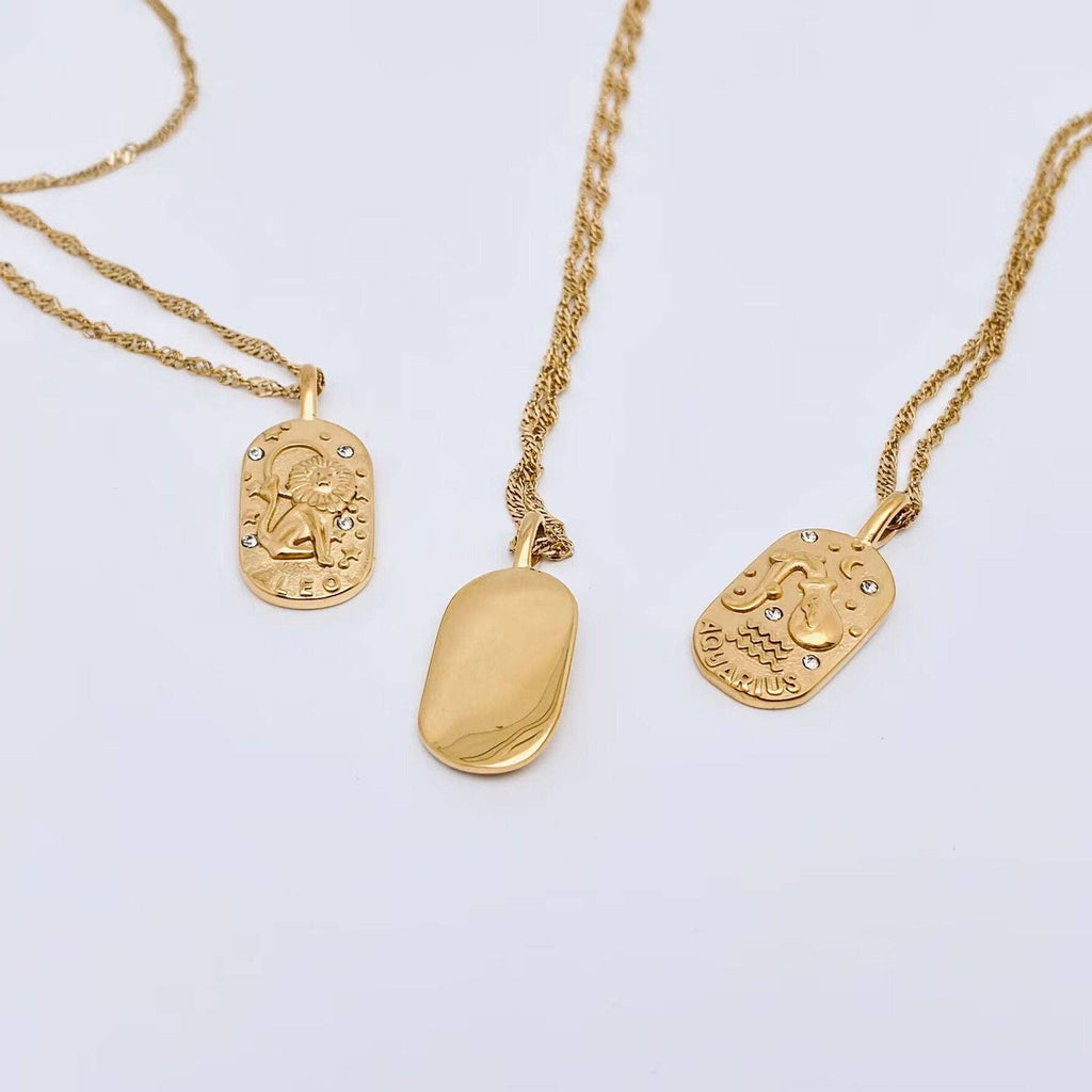 Zodiac Design 18K Gold Plated 12 Constellation Necklace -FGS
