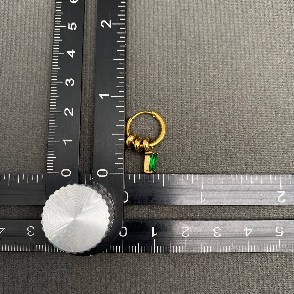 Zircon & Ring 18K Gold Plated S.Steel Huggie Earrings