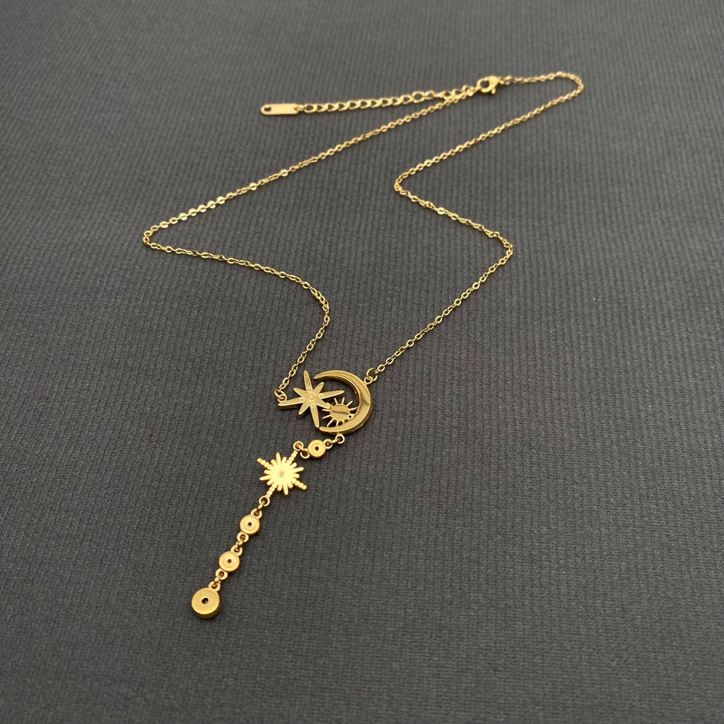 Sun Star 18K Gold Plated Stainless Steel Necklace - FGS/MS