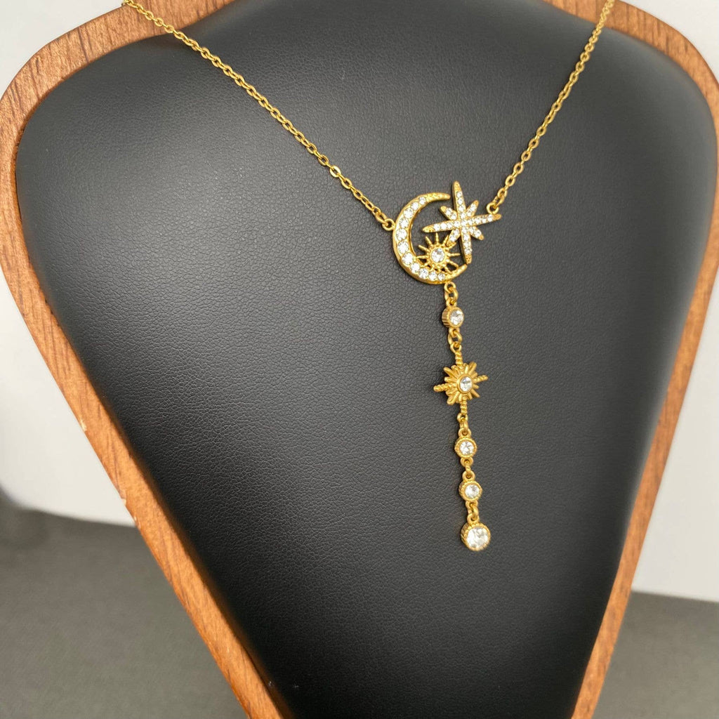 Sun Star 18K Gold Plated Stainless Steel Necklace - FGS/MS