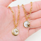 Sun Moon Round Stainless Steel Pendant Necklace - FGS/MS