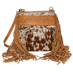 Hand Painted Tooling Lthr Sling Cowhide Bag - Clarence (AB72