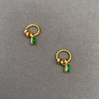 Zircon & Ring 18K Gold Plated S.Steel Huggie Earrings