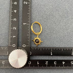 Cat's Eye Stone Sun Charm 18K Gold Plated SS Earrings