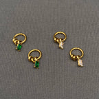 Zircon & Ring 18K Gold Plated S.Steel Huggie Earrings