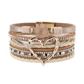 Beige Multi - Layer Heart Charm Brac