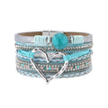 Blue Multi - Layer Heart Charm Bracelet