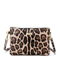 Serenade Leather Leopard Triple Compartment Handbag leather handbag