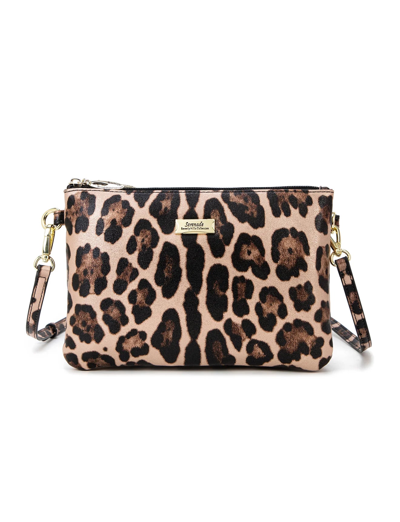Serenade Leather Leopard Triple Compartment Handbag leather handbag