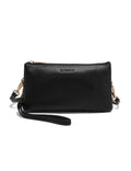 Serenade Leather Candice Leather Wallet with Shoulder Strap leather handbag in Black