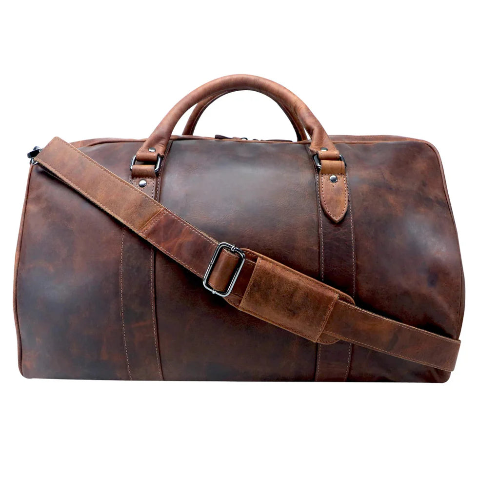 Large Leather Duffle Bag - Brown by Cenzoni Fashions