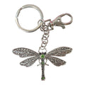 Silver and green crystal dragonfly keyring