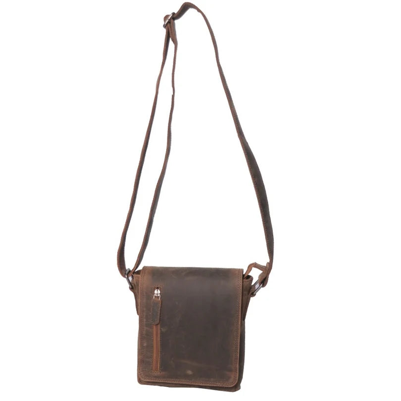 Hunter Leather Crossbody Bag - Brown by Cenzoni Fashions