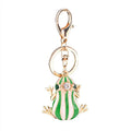 Gold tone crystal encrusted queen frog keyring