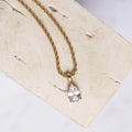 Marita pear cut pendant necklace with clear crystal by FAYA & CO