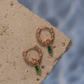 Noemi Emerald Gem Drop Rose Gold earrings ladies jewellery by FAYA & CO