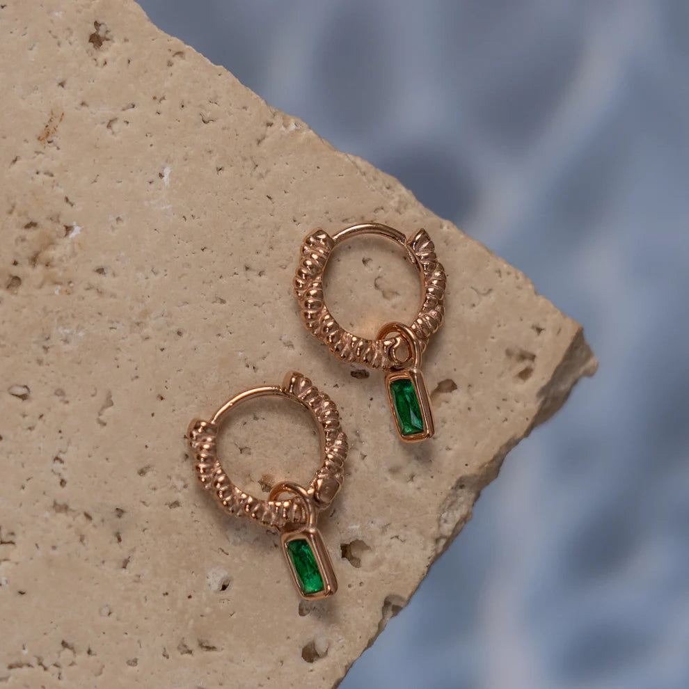 Noemi Emerald Gem Drop Rose Gold earrings ladies jewellery by FAYA & CO