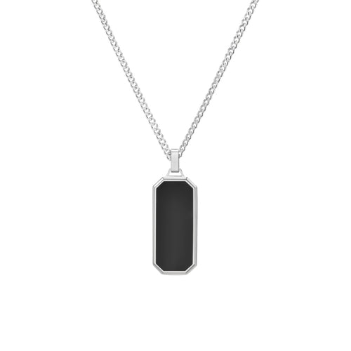 Men's silver necklace with onyx pendant