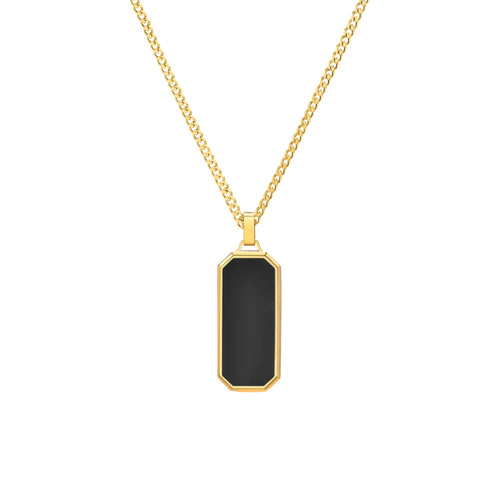Men's gold necklace with onyx pendant