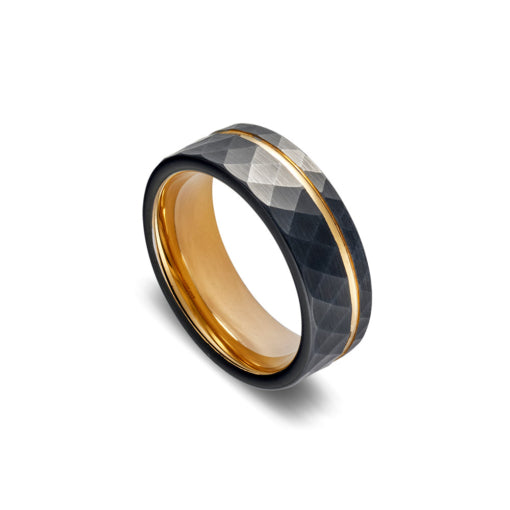 Men's Tungsten IP Plated Black and Gold Ring by DPI