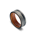Blaze tungsten men's black IP plated and laser ring with wood inlay by DPI