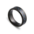 Blaze tungsten men’s IP black polished carbon fibre and blue inlay ring by DPI