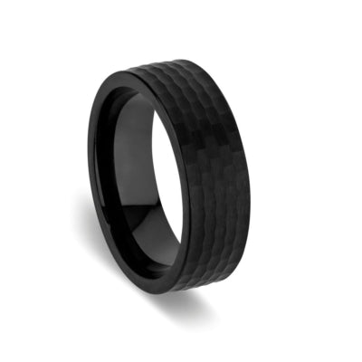 Men's Blaze tungsten hammer set black IP plated ring by DPI